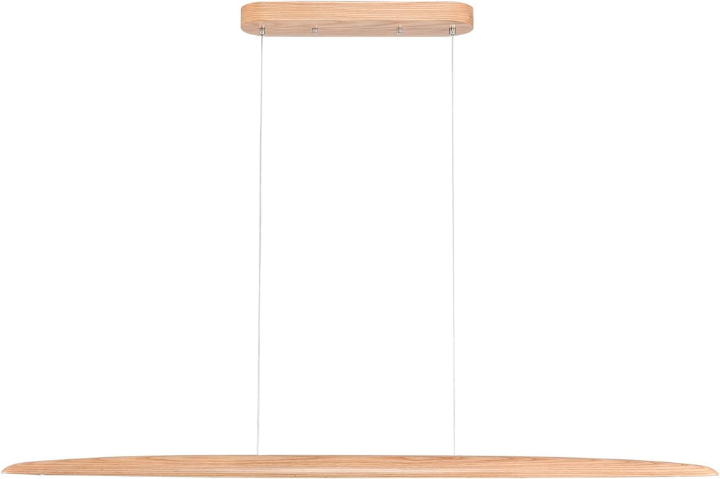 YISDESIGN 39" 24W Wood LED Linear Pendant Light Fixture Led Dining Room Light Dimmable Hanging Light Fixture for Dining Room Kitchen Island Pool Table Lights Natural Wood Color