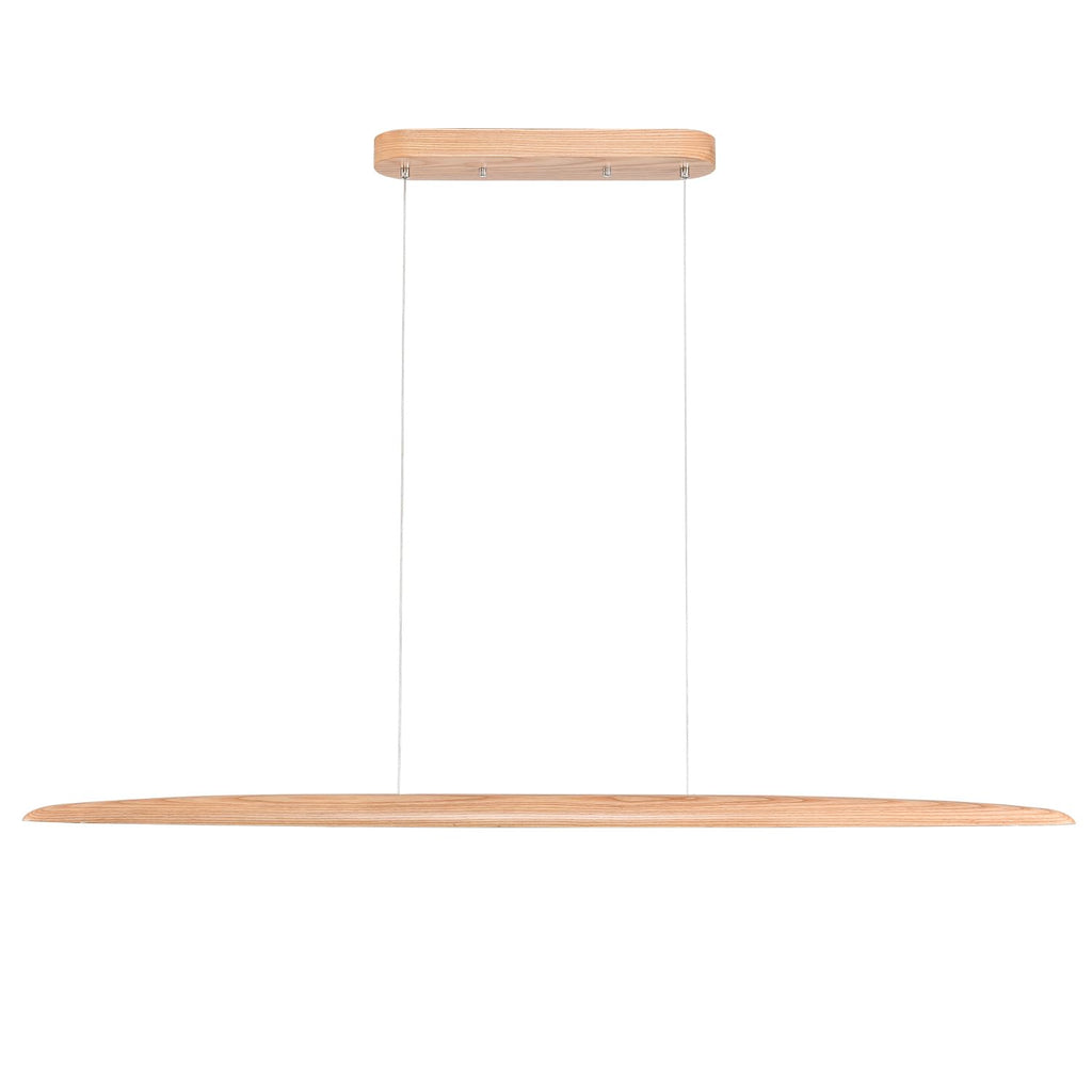 YISDESIGN 39" 24W Wood LED Linear Pendant Light Fixture Led Dining Room Light Dimmable Hanging Light Fixture for Dining Room Kitchen Island Pool Table Lights Natural Wood Color
