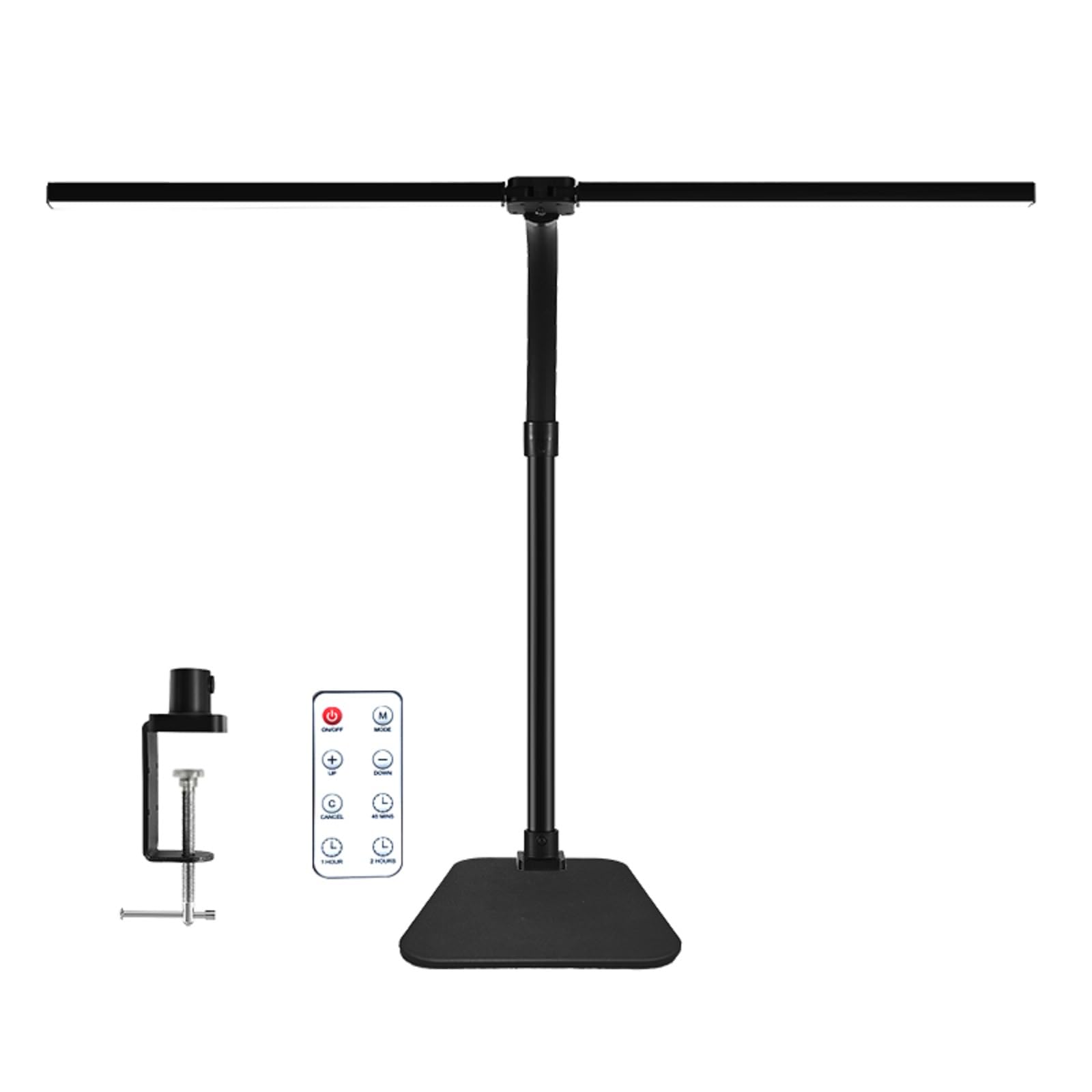 LED Desk Lamp for Office Dorm Home - Eye Caring Desk Light with Timer, Remote Control 24W Brightest Dual Screen Computer Monitor Gooseneck Dimmable Table lamp with Anti-Glare Cover Clamp