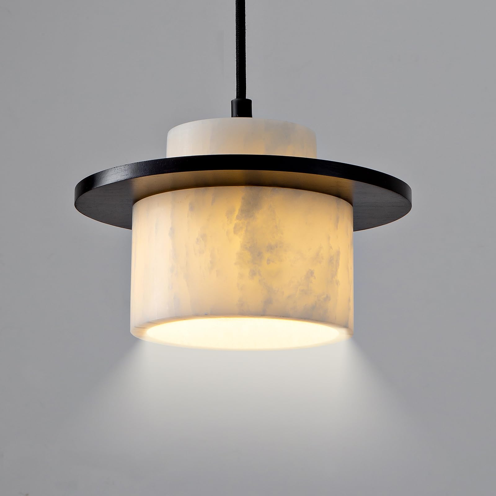 Japanese Wabi Sabi Pendant Light Nordic Natural Stone Chandeliers Concrete Simple Light Fixture for Dining Room Bedside Kitchen Island Hallway（Wood Color