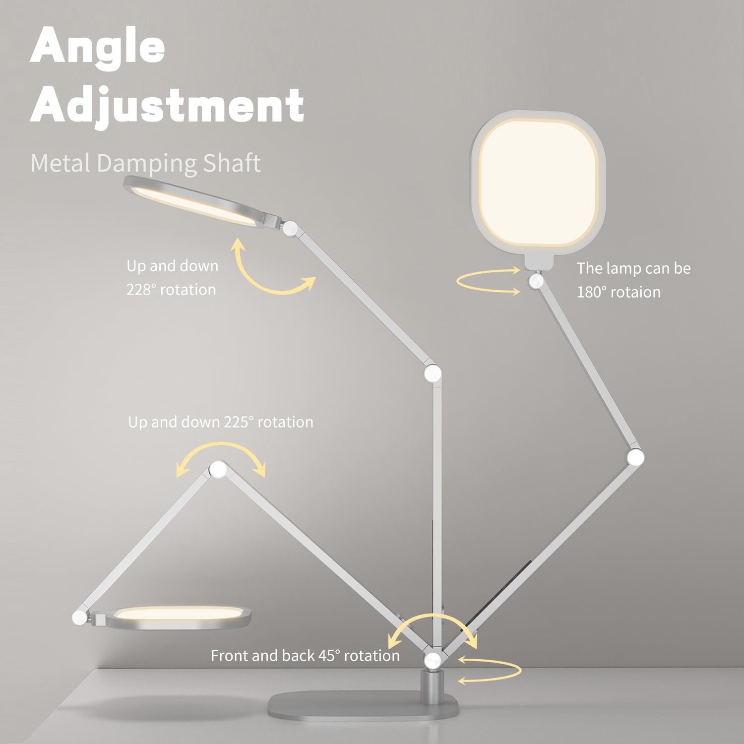 LitONES LED Desk Lamp for Home Office – Professional Eye-Caring Soft Diffused Light, Dimmable Desk Lamp with Adjustable Metal Swing Arm, Memory & Timer, Modern Anti-Glare Table Lamp