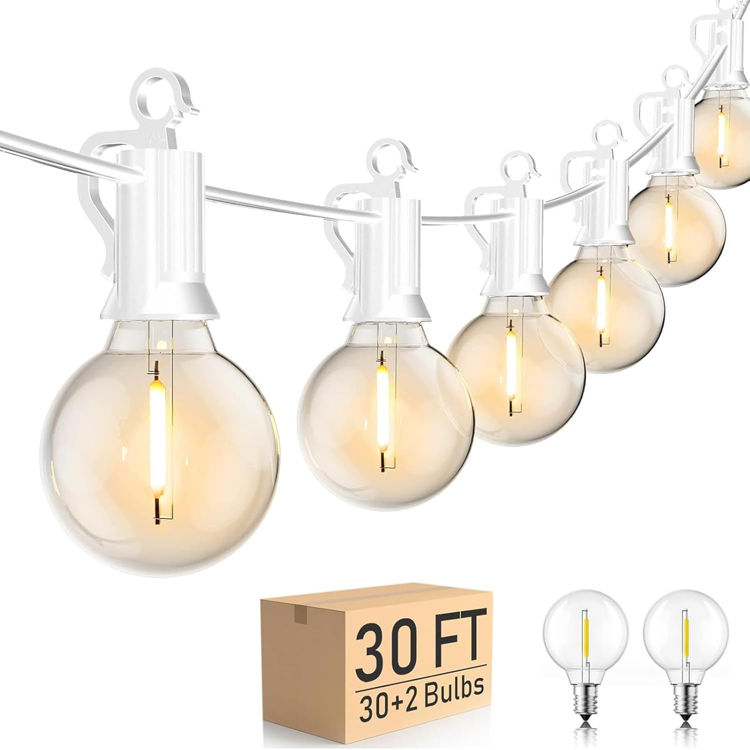 Brightown Outdoor String Lights - Waterproof Globe Patio Lights 35 Ft with 30 G40 Shatterproof LED Bulbs, Connectable Commercial Hanging Light for Backyard, Bistro, Porch, Cafe, Deck, Garden