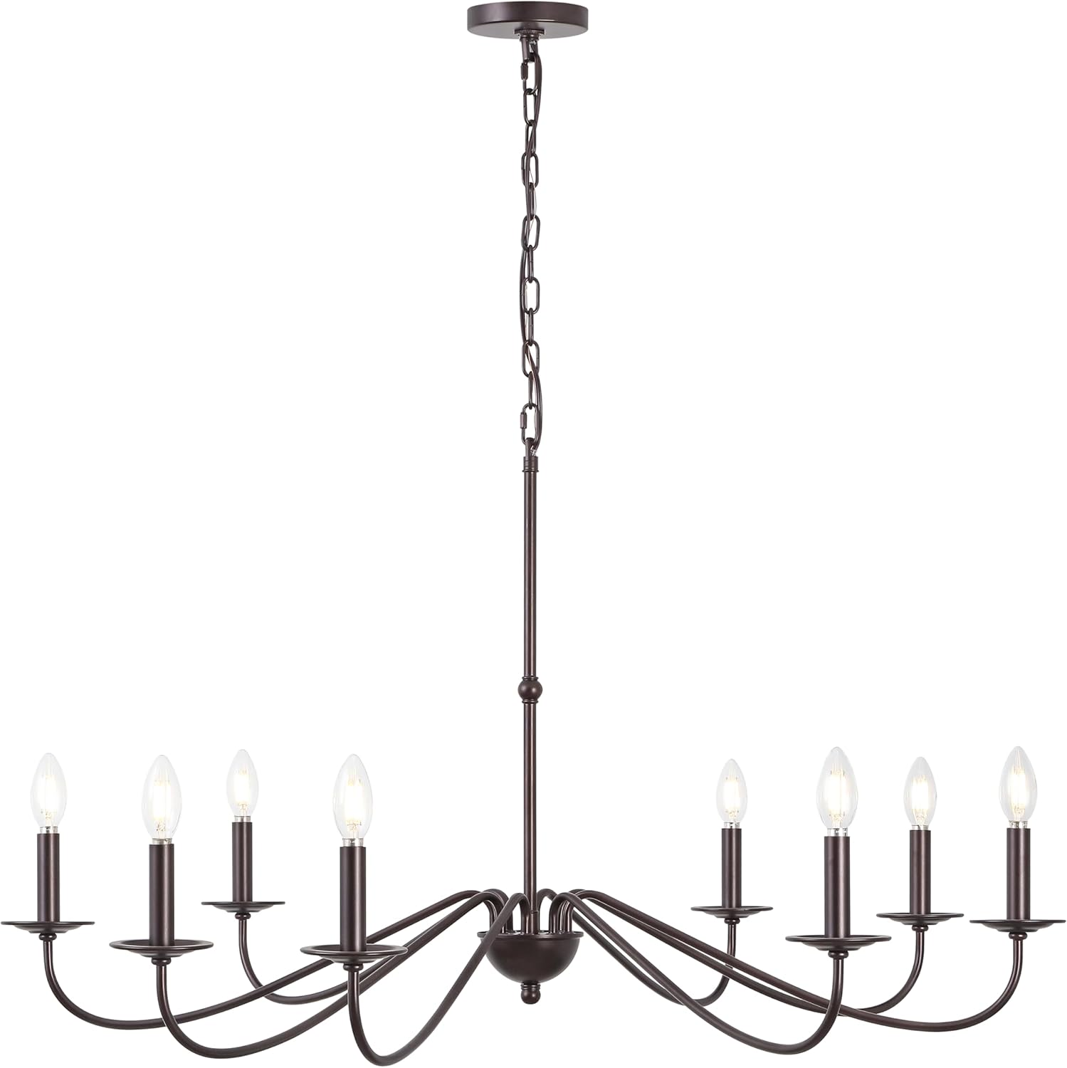 JONATHAN Y 40" Oil Rubbed Bronze 8-Light Bohemian Farmhouse Iron Chandelier, Rustic Candle-Style LED Hanging Light for Dining Room Kitchen Island Entryway Foyer (JYL7914A)