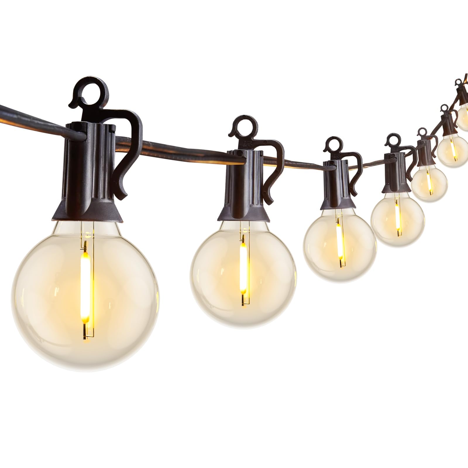 Brightown LED Outdoor String Light, 109 Feet Patio Lights with 52 Edison Shatterproof Bulbs(2 Spare), UL Listed Waterproof Outside Lights for Backyard Balcony Party Xmas Decor, E12 Base, Connectable