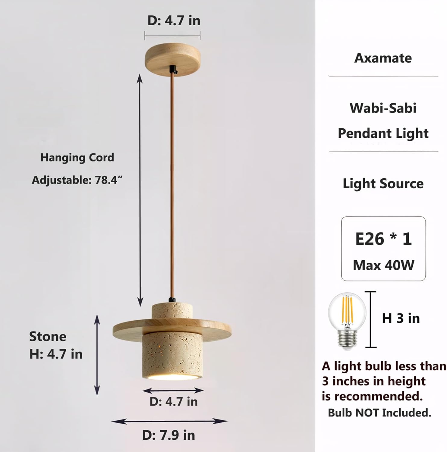 Japanese Wabi Sabi Pendant Light Nordic Natural Stone Chandeliers Concrete Simple Light Fixture for Dining Room Bedside Kitchen Island Hallway（Wood Color
