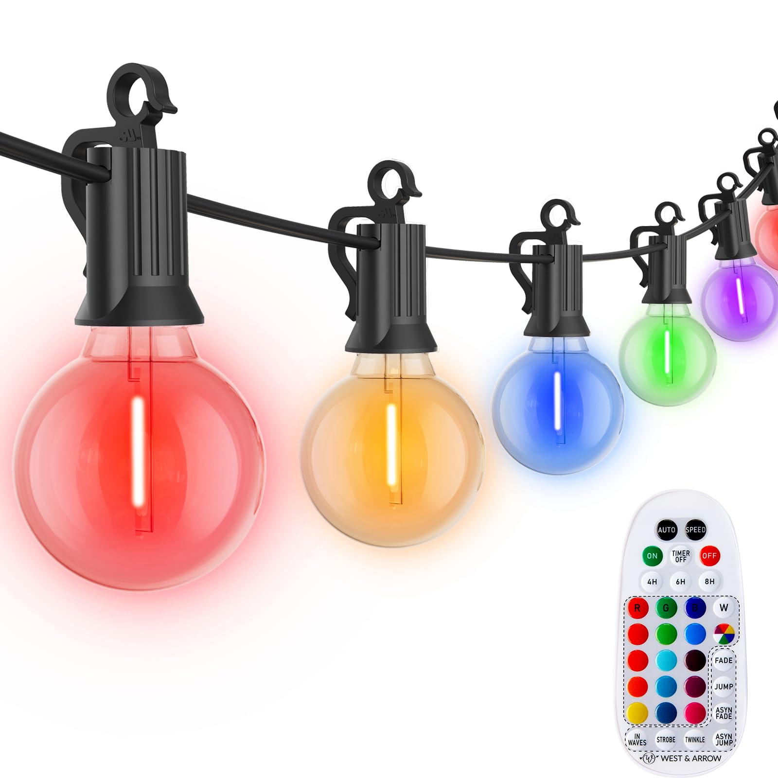 Brightown LED Outdoor String Light, 109 Feet Patio Lights with 52 Edison Shatterproof Bulbs(2 Spare), UL Listed Waterproof Outside Lights for Backyard Balcony Party Xmas Decor, E12 Base, Connectable