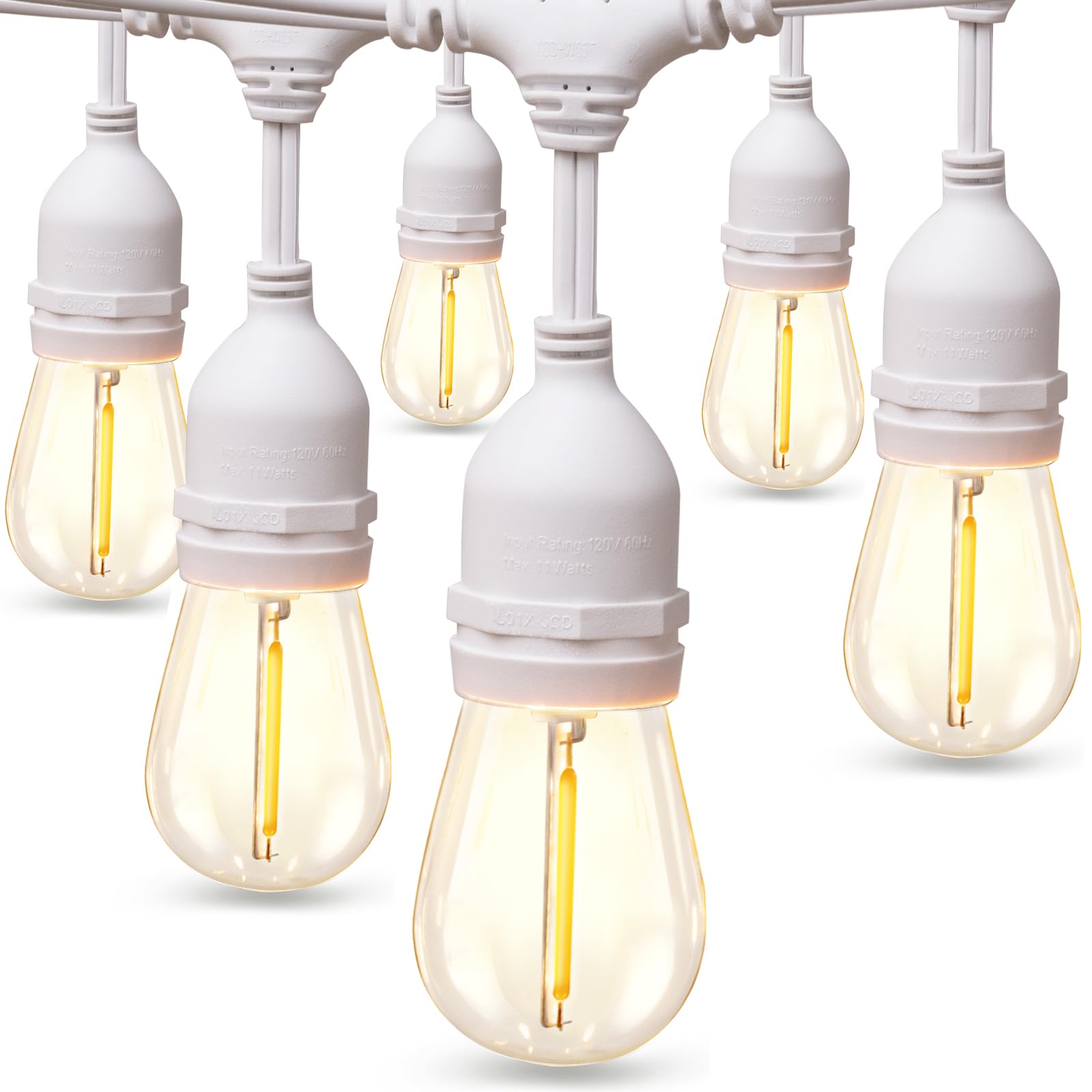 addlon LED Outdoor String Lights 48FT with Edison Vintage Shatterproof Bulbs and Commercial Grade Weatherproof Strand - ETL Listed Decorative Lights for Patio Garden