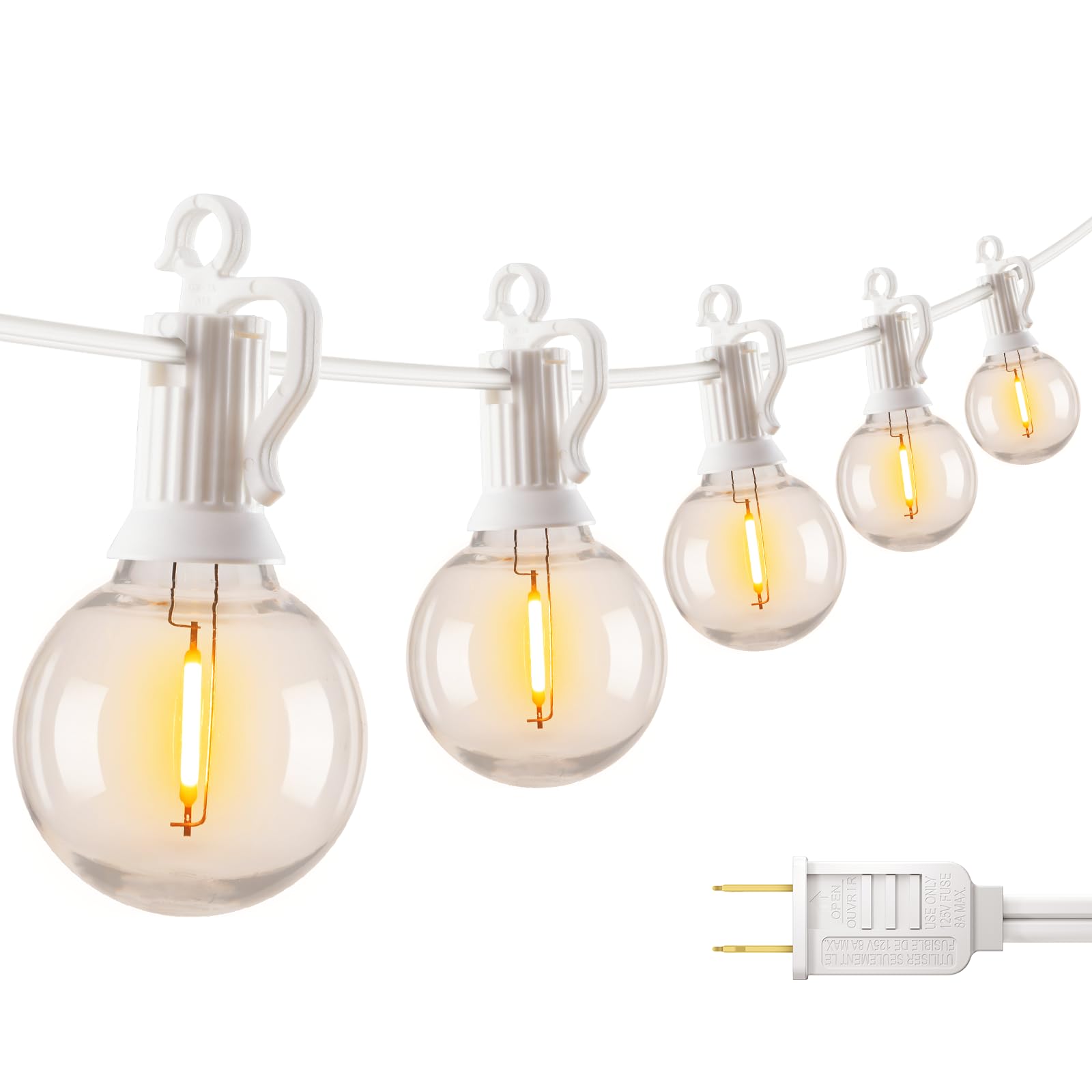 Brightown LED Outdoor String Light, 109 Feet Patio Lights with 52 Edison Shatterproof Bulbs(2 Spare), UL Listed Waterproof Outside Lights for Backyard Balcony Party Xmas Decor, E12 Base, Connectable