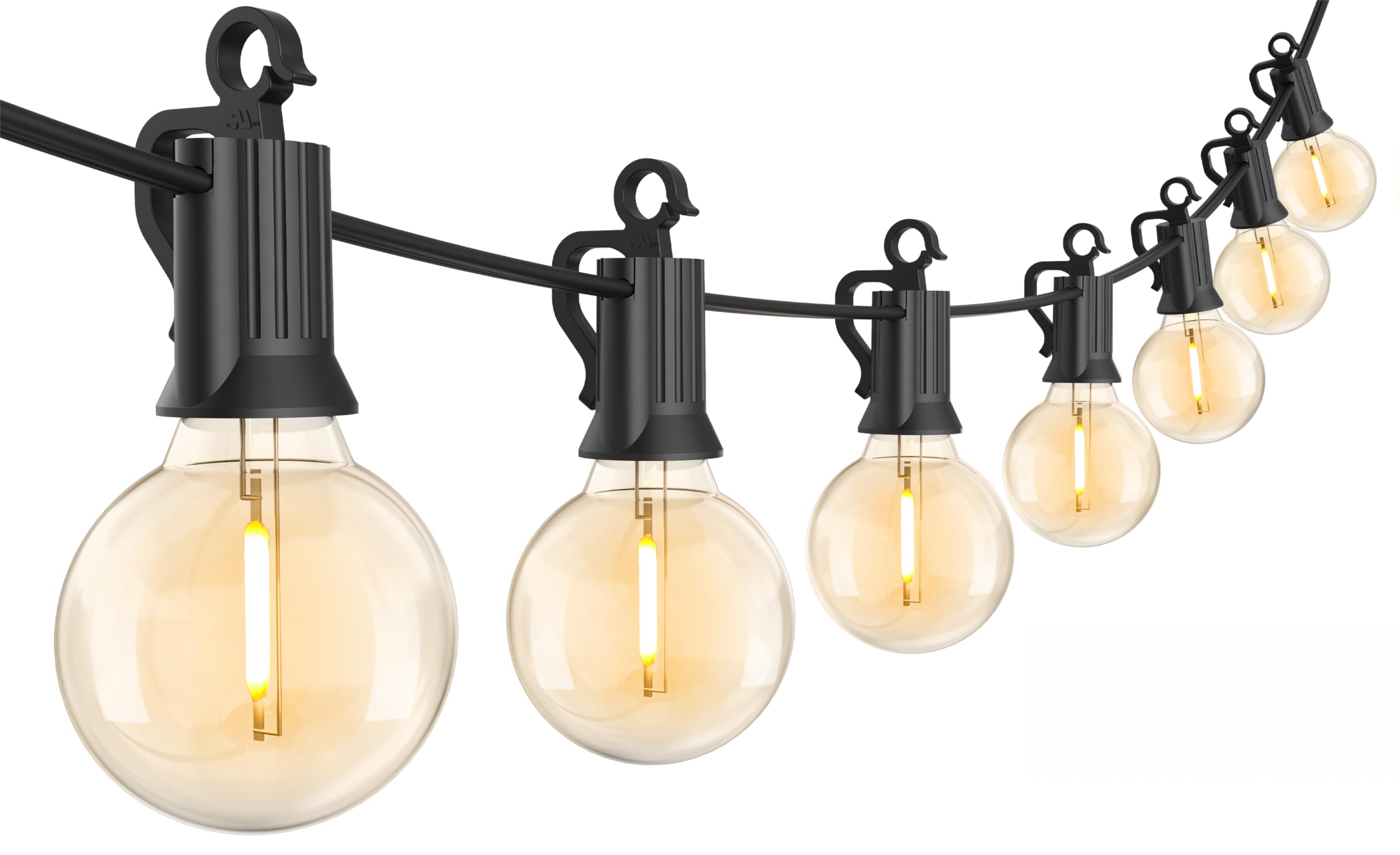 Brightown LED Outdoor String Light, 109 Feet Patio Lights with 52 Edison Shatterproof Bulbs(2 Spare), UL Listed Waterproof Outside Lights for Backyard Balcony Party Xmas Decor, E12 Base, Connectable