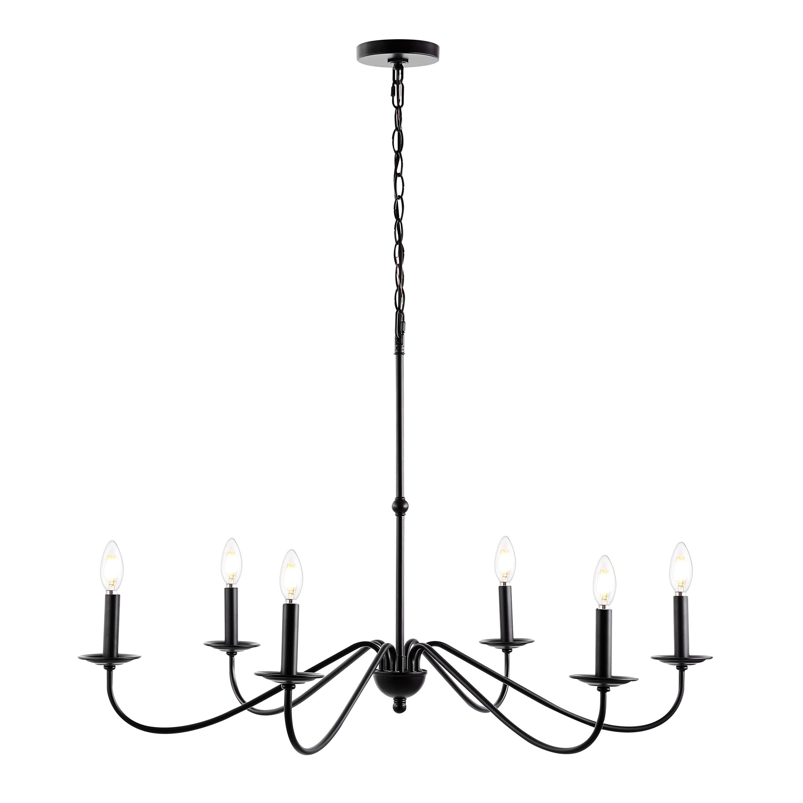 JONATHAN Y 40" Oil Rubbed Bronze 8-Light Bohemian Farmhouse Iron Chandelier, Rustic Candle-Style LED Hanging Light for Dining Room Kitchen Island Entryway Foyer (JYL7914A)