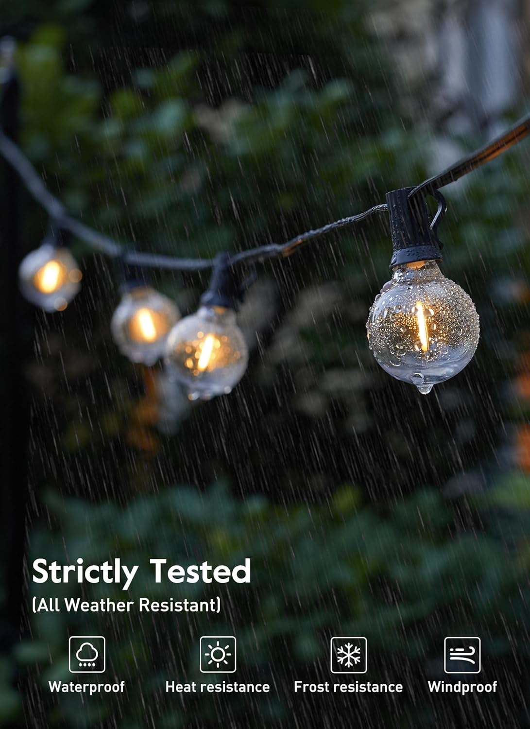 Brightown LED Outdoor String Light, 109 Feet Patio Lights with 52 Edison Shatterproof Bulbs(2 Spare), UL Listed Waterproof Outside Lights for Backyard Balcony Party Xmas Decor, E12 Base, Connectable