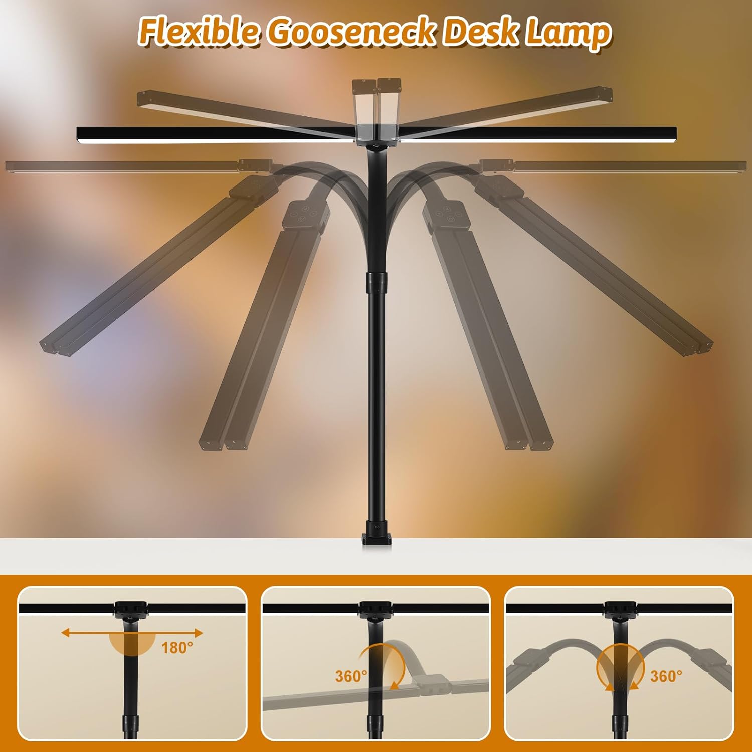 LED Desk Lamp for Office Dorm Home - Eye Caring Desk Light with Timer, Remote Control 24W Brightest Dual Screen Computer Monitor Gooseneck Dimmable Table lamp with Anti-Glare Cover Clamp
