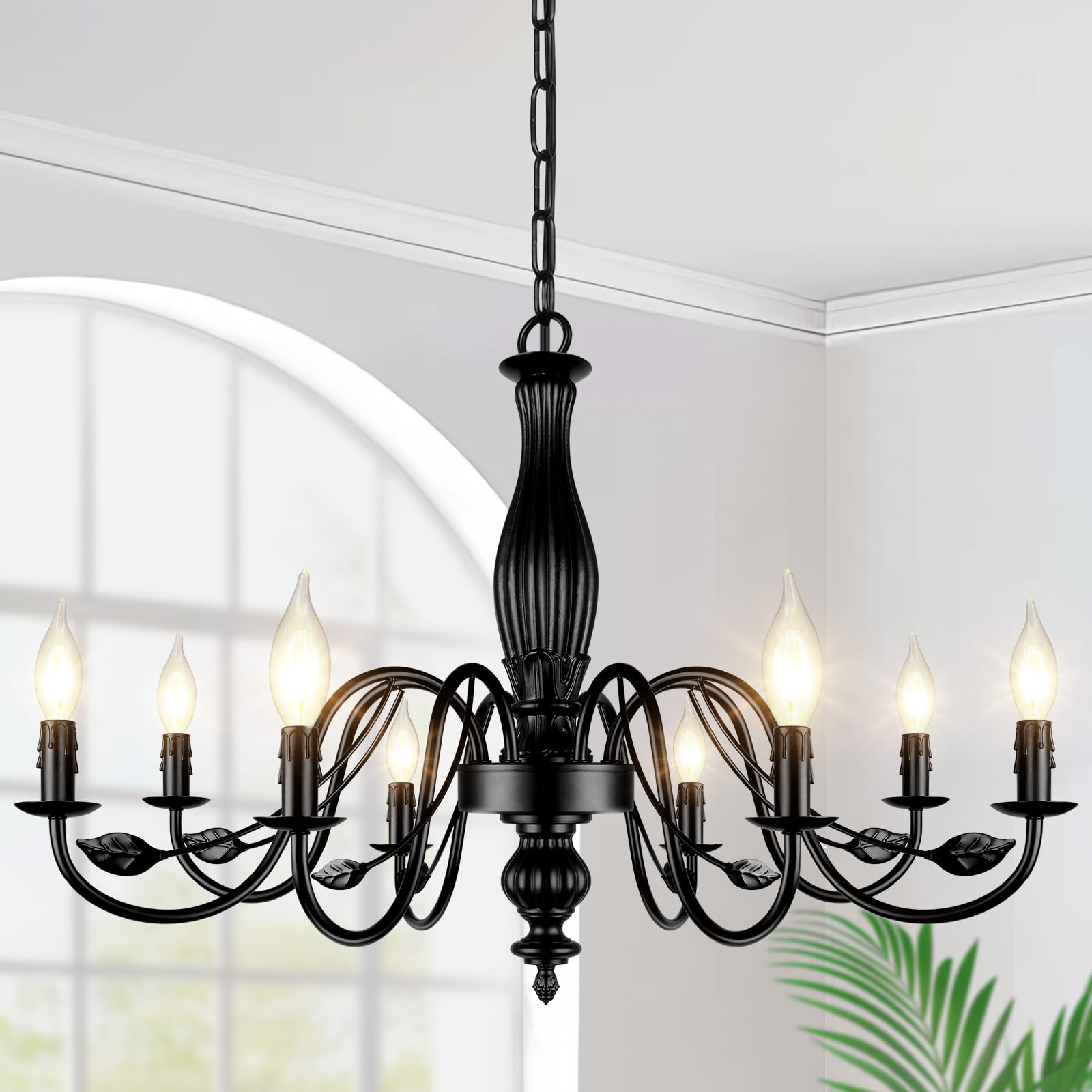 6-Light Farmhouse Candle Chandelier for Living Room, Rustic Industrial Pendant Ceiling Light fixture, Vintage Hanging Lamp for Bedroom Hallway Kitchen Dining Room Foyer, E12 Socket, Oil Rubbed Brown