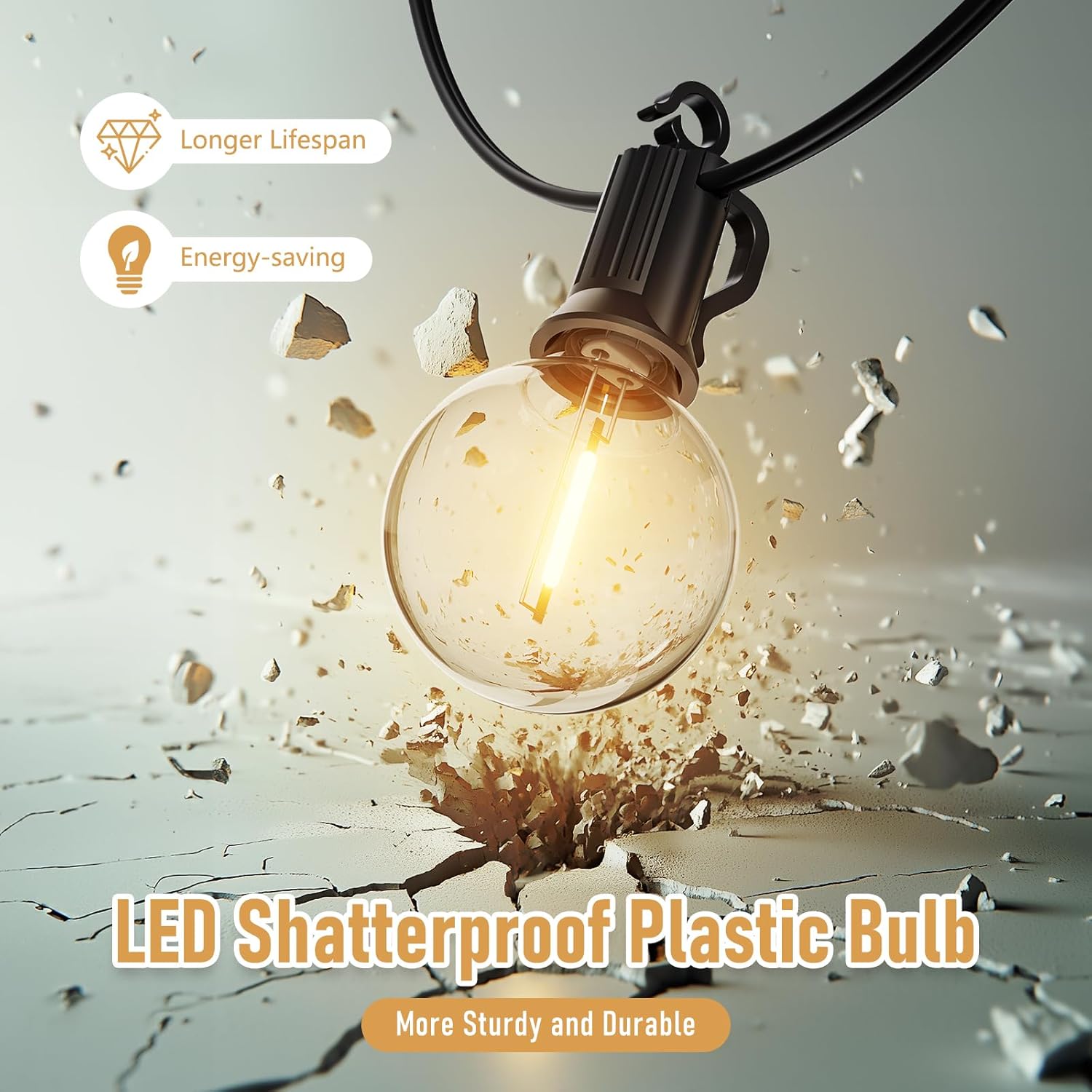 Brightown Outdoor String Lights - Waterproof Globe Patio Lights 35 Ft with 30 G40 Shatterproof LED Bulbs, Connectable Commercial Hanging Light for Backyard, Bistro, Porch, Cafe, Deck, Garden