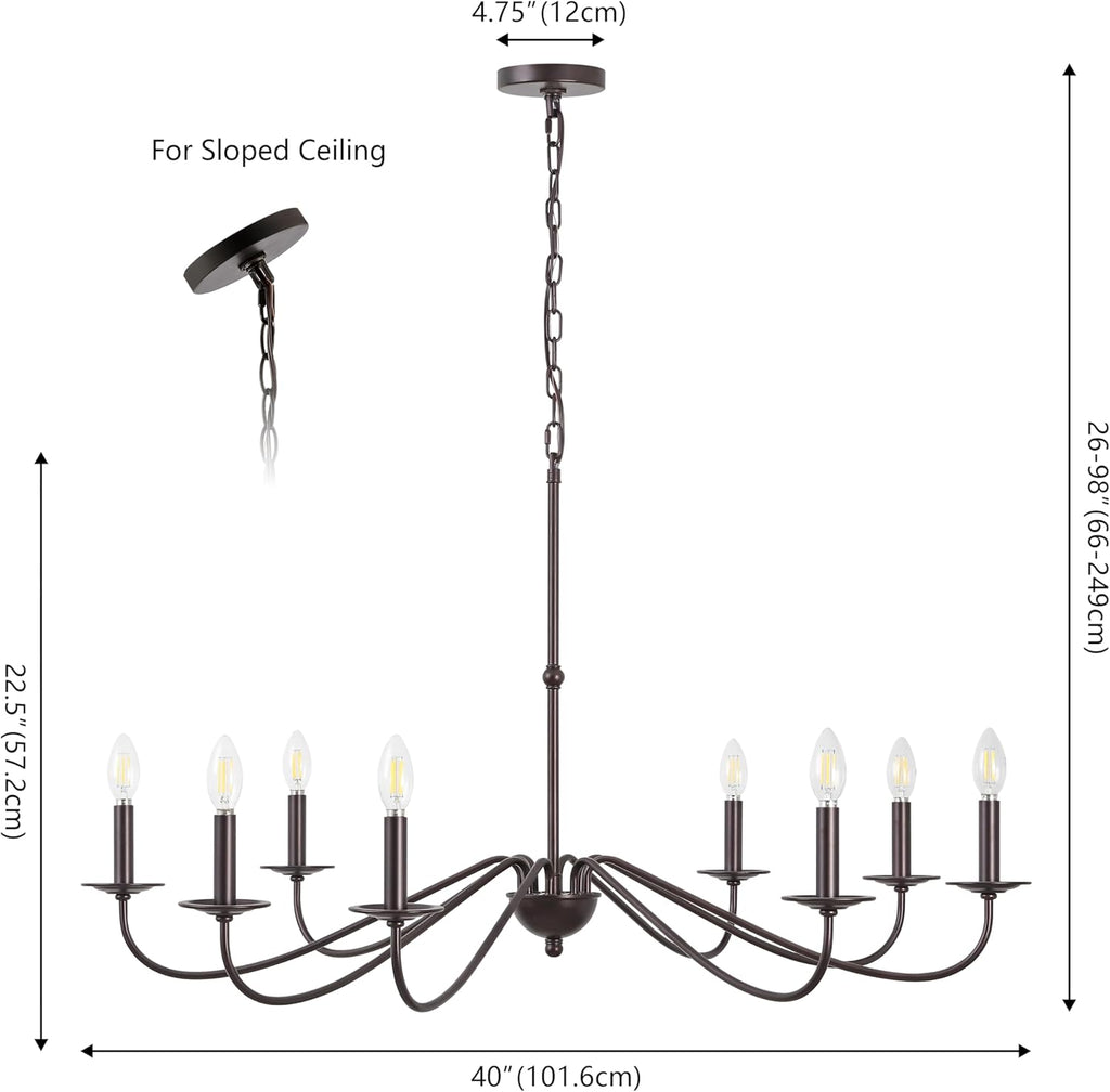 JONATHAN Y 40" Oil Rubbed Bronze 8-Light Bohemian Farmhouse Iron Chandelier, Rustic Candle-Style LED Hanging Light for Dining Room Kitchen Island Entryway Foyer (JYL7914A)