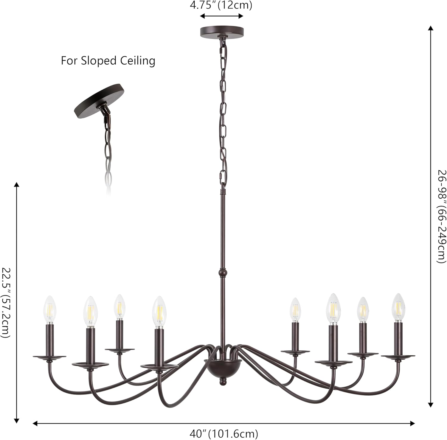 JONATHAN Y 40" Oil Rubbed Bronze 8-Light Bohemian Farmhouse Iron Chandelier, Rustic Candle-Style LED Hanging Light for Dining Room Kitchen Island Entryway Foyer (JYL7914A)
