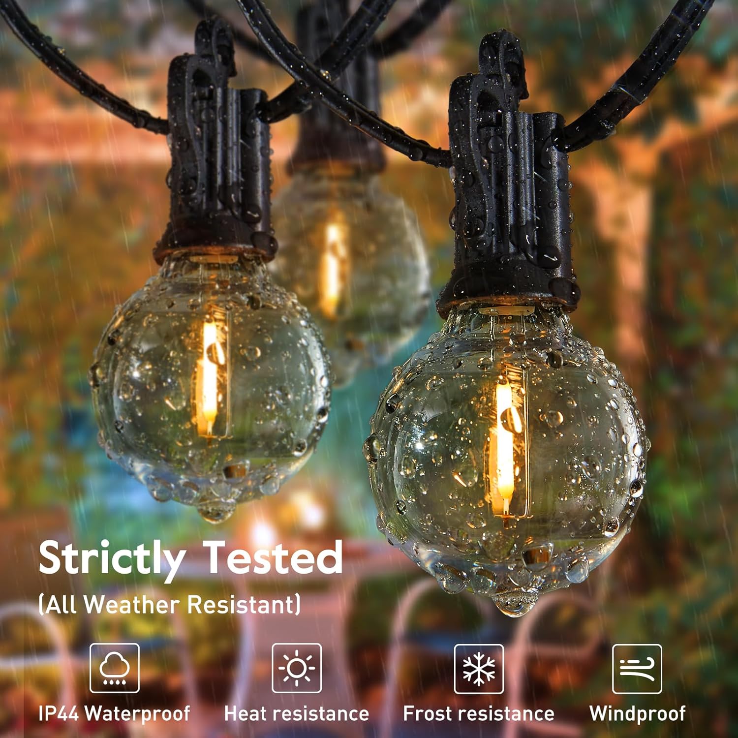 Brightown Outdoor String Lights - Waterproof Globe Patio Lights 35 Ft with 30 G40 Shatterproof LED Bulbs, Connectable Commercial Hanging Light for Backyard, Bistro, Porch, Cafe, Deck, Garden